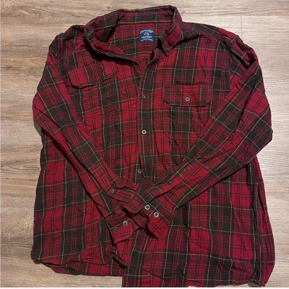 Faded Glory Red and Black Casual Button Down Shirt